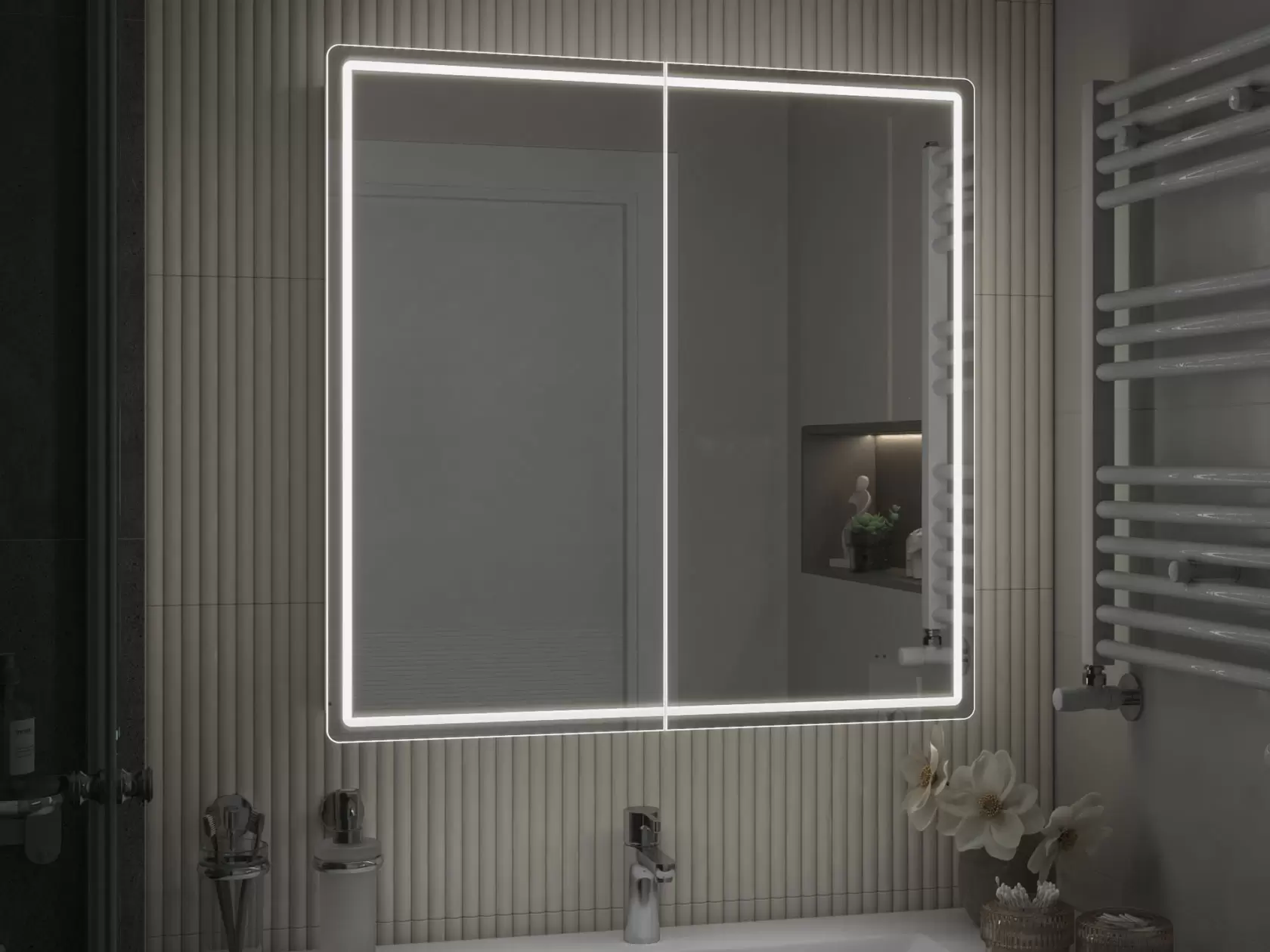 Зеркальный шкаф LED Геометрия