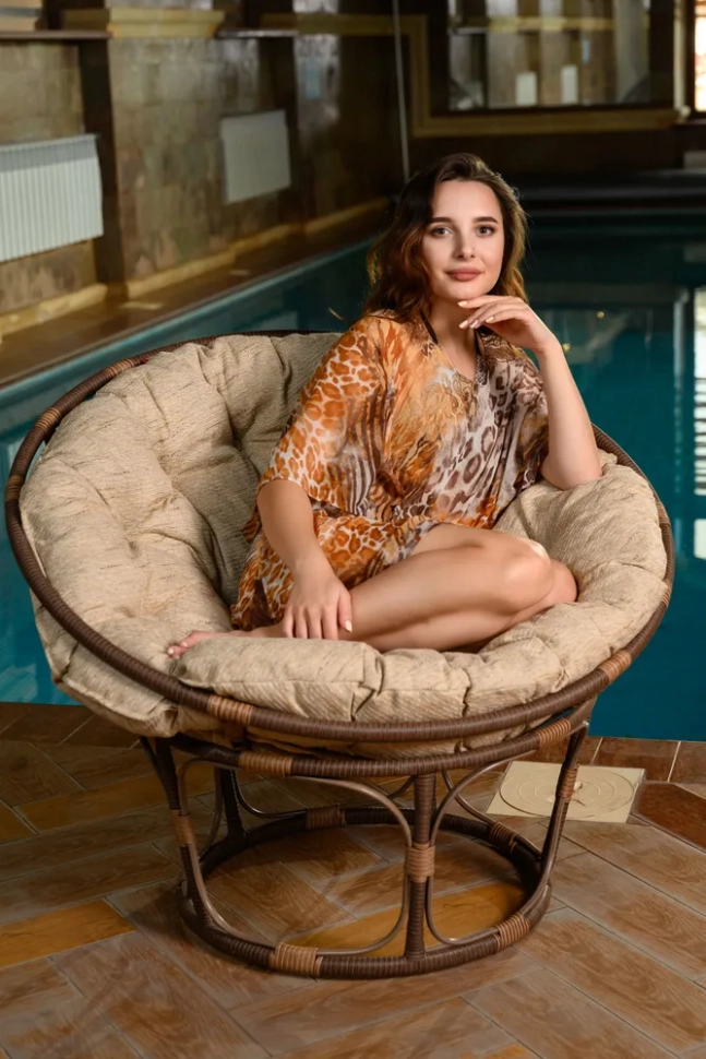 Кресло из искусственного ротанга Papasan Какао (Коньяк, браун, венге, мед)